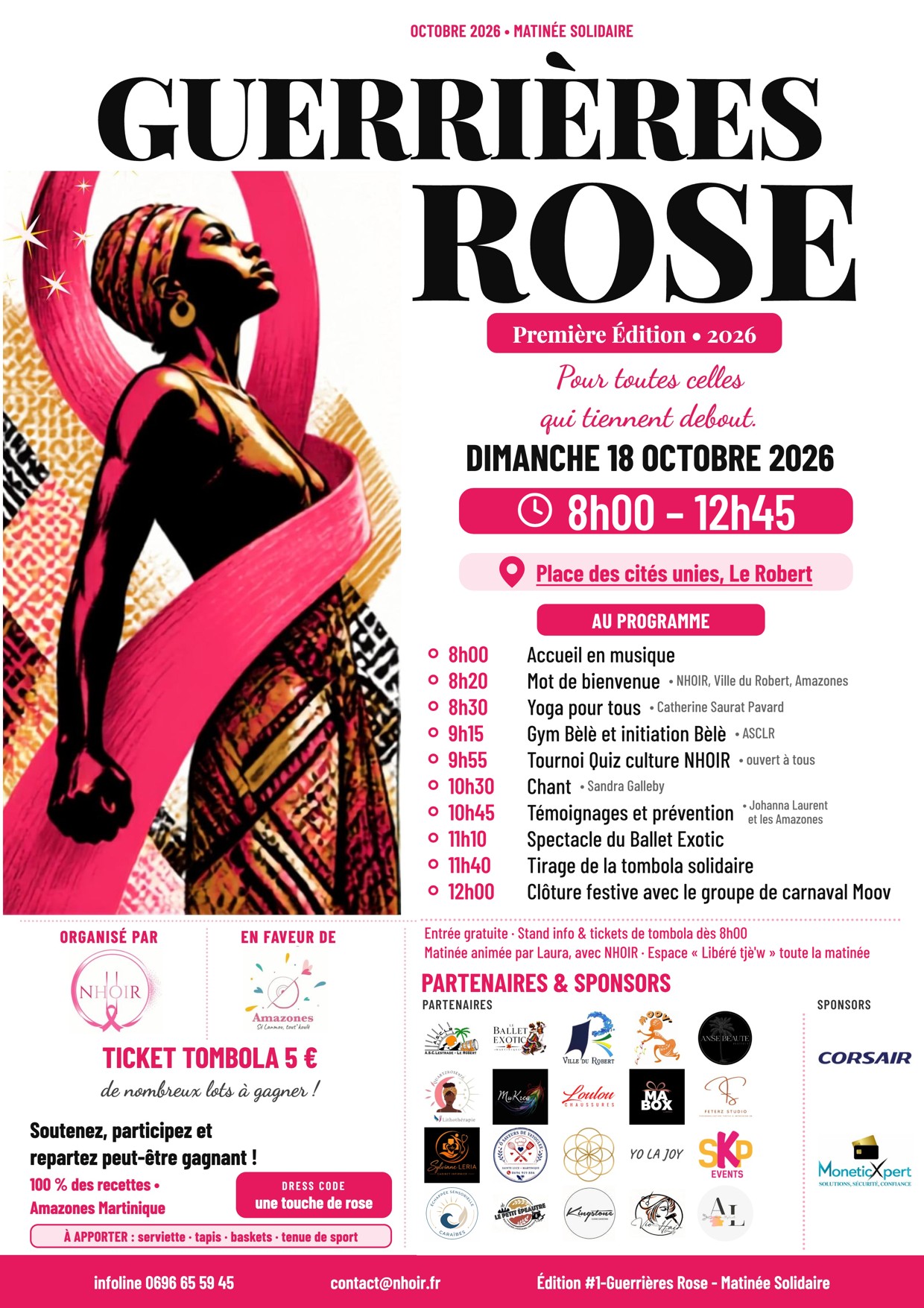 Affiche Guerrières Rose, 1re édition, dimanche 18 octobre 2026, Le Robert