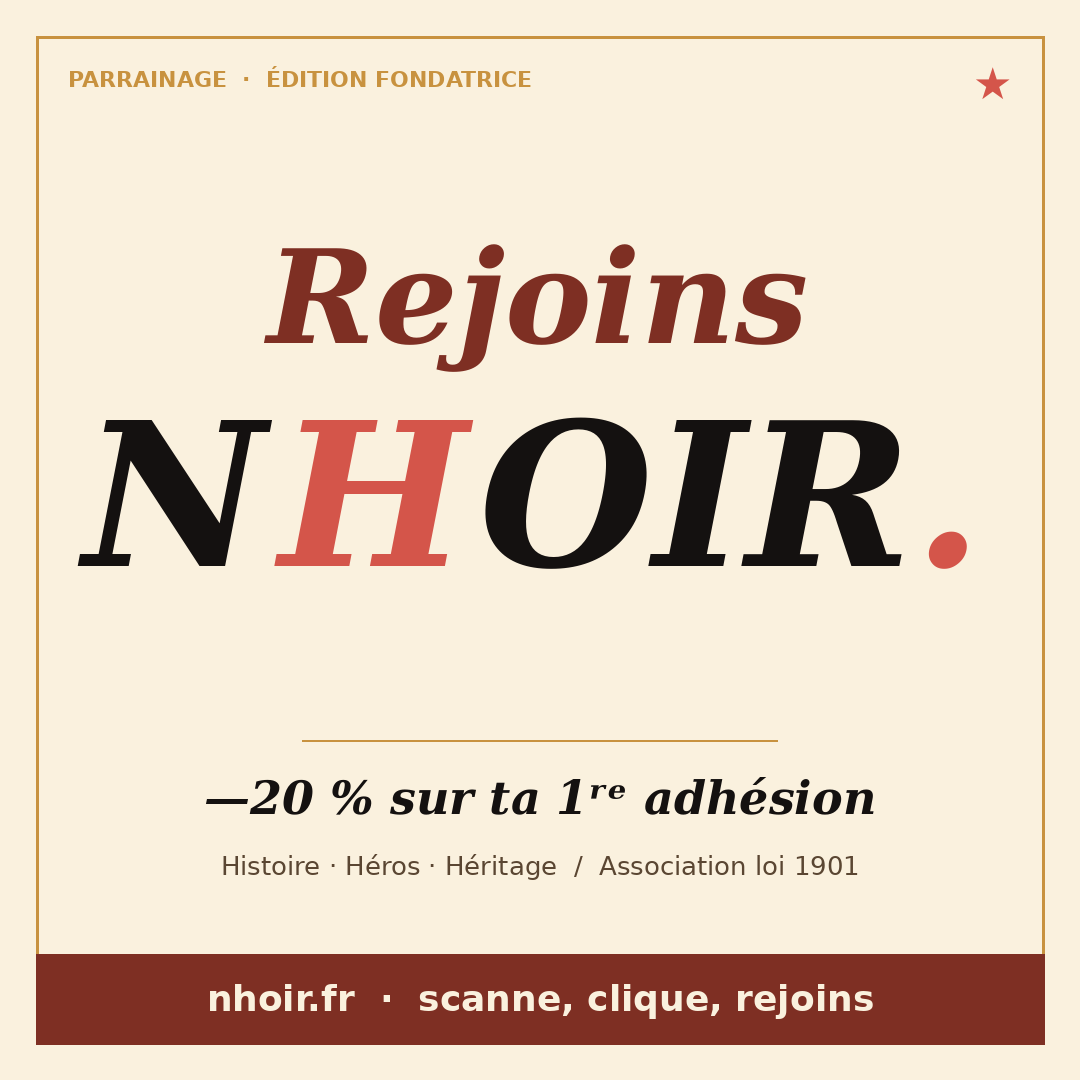 Visuel Instagram carré 1080×1080 pour le parrainage NHOIR